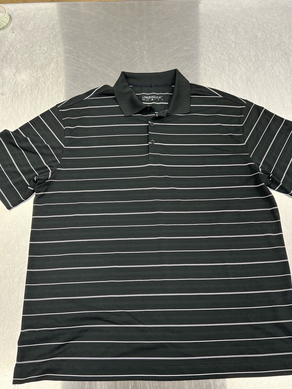 Nike Golf Dri-Fit Black Polo with Thin White Stripes Men’s XL